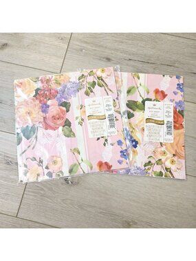 2 Vtg Hallmark Floral Spring Pink Purple Gift Wrapping Paper Crafts Art